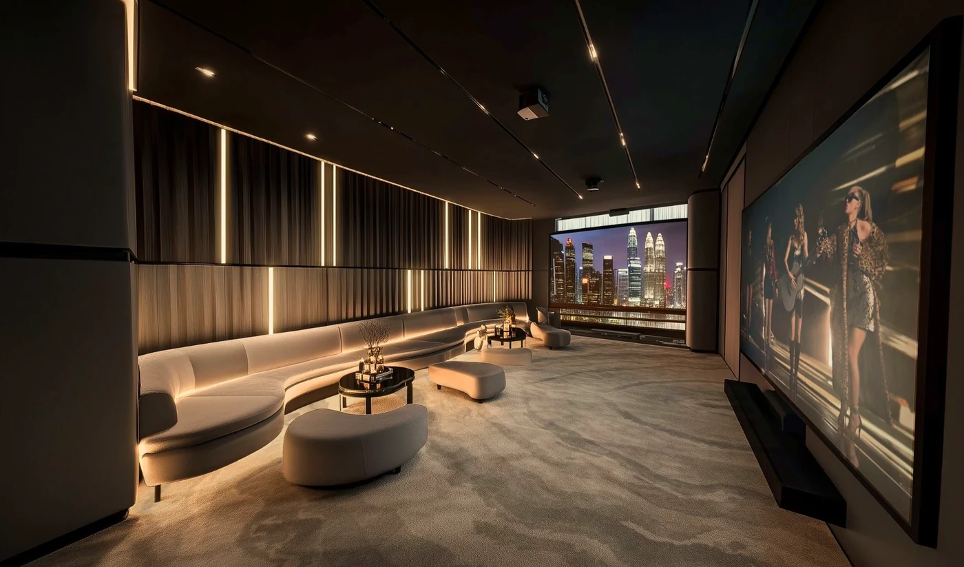 Private screening lounge with KLCC skyline view at Centrix The Station